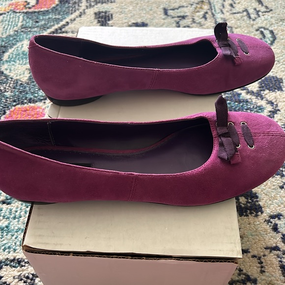 Style & Co Suede Leather Ballet Flat Slip On Shoe w Purple Bow Women 9 Magenta - Picture 5 of 11
